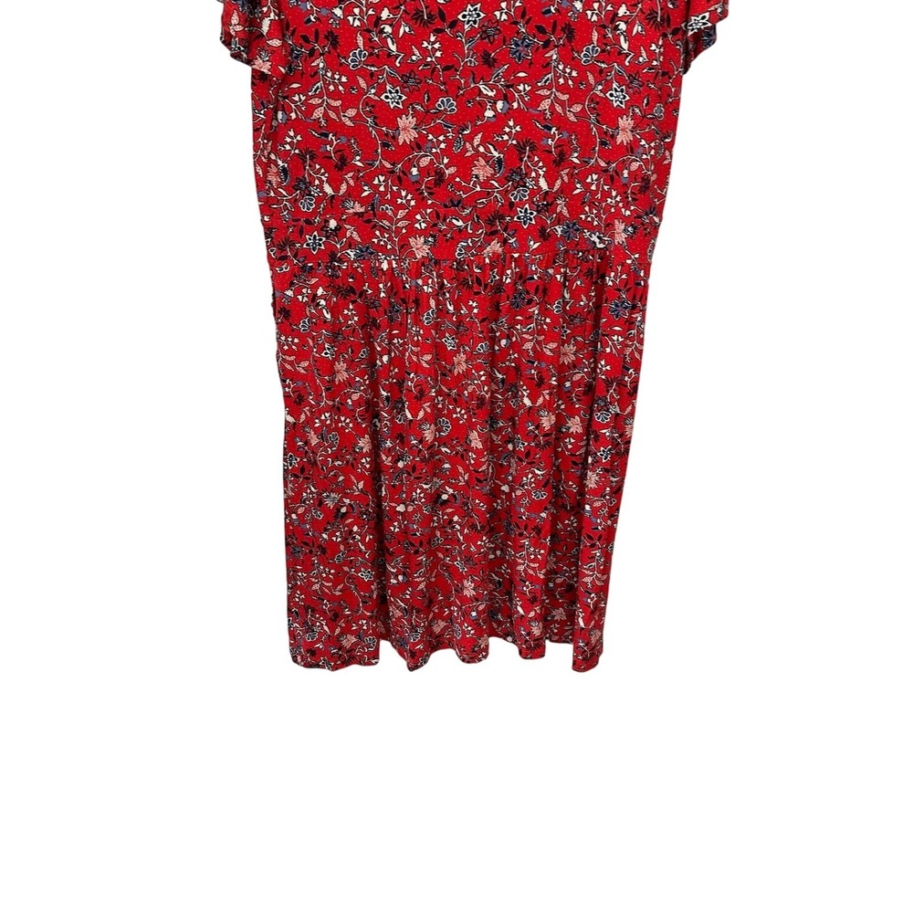 Christopher‎ & Banks Womens XL Dress V Neck Red Floral Stretch Cottage Rayon - Picture 7 of 11